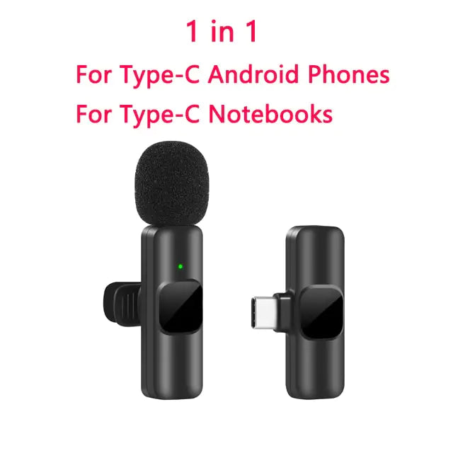 Wireless Lavalier Microphone Portable Audio Video Recording Mini Mic For iPhone Android Long battery life Live Broadcast