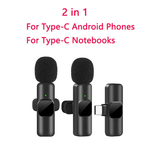 Wireless Lavalier Microphone Portable Audio Video Recording Mini Mic For iPhone Android Long battery life Live Broadcast