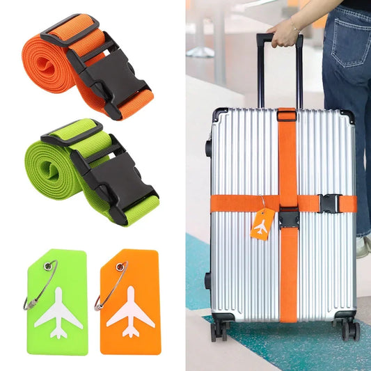 Adjustable Suitcase Strap and Luggage Tag Set